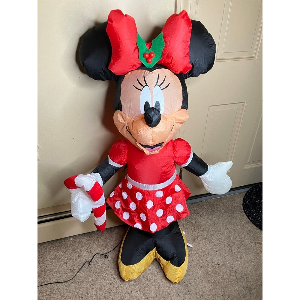 3.5' Gemmy Airblown Inflatable Christmas Disney Minnie Mouse w/ Candy Cane